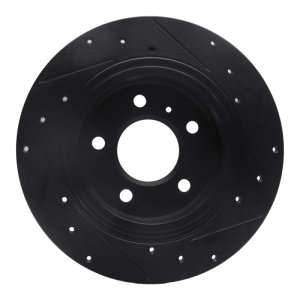 Buick Lucerne Brake Rotor (1) - Rear Left - R1 Concepts - Drilled & Slotted - Black - `06-`11